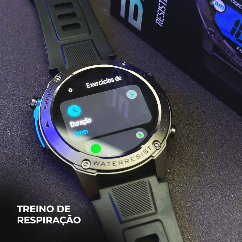 Smartwatch Brave Wearzone – Resistência Militar/5ATM Aprova de água do mar/ GPS Duplo e 170 Modos Esportivos