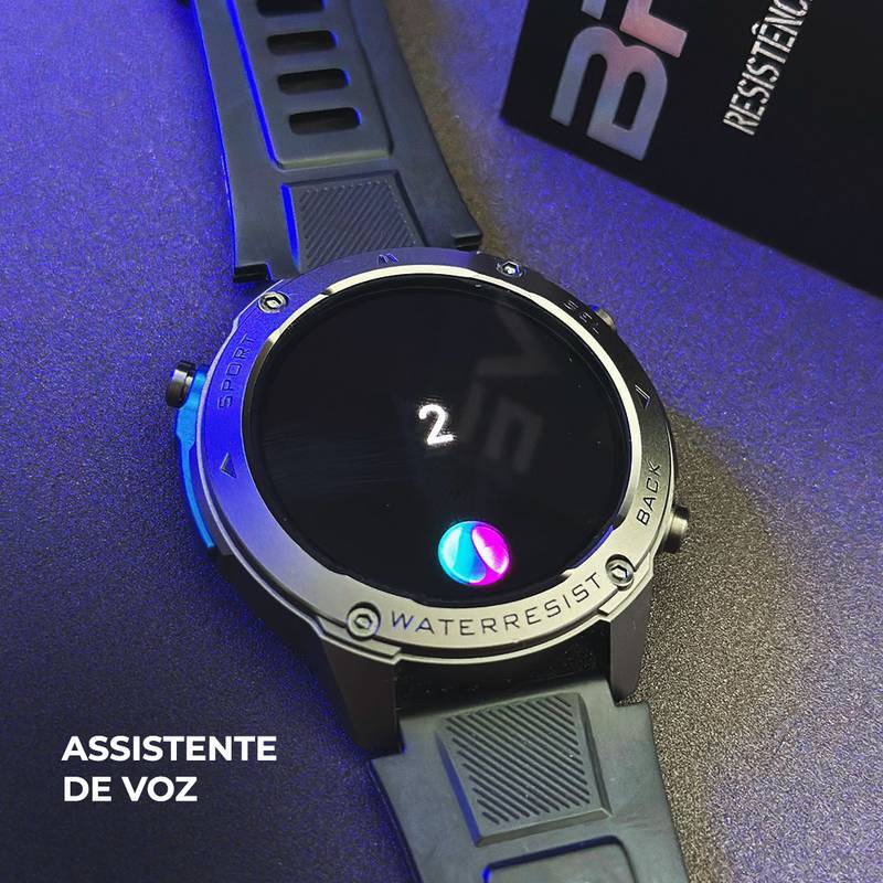 Smartwatch Brave Wearzone – Resistência Militar/5ATM Aprova de água do mar/ GPS Duplo e 170 Modos Esportivos