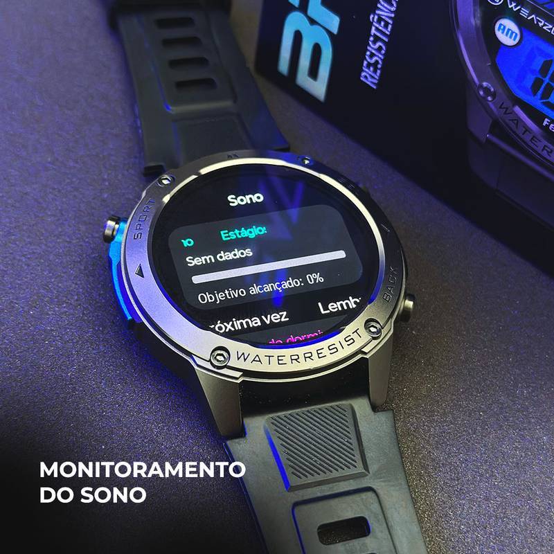 Smartwatch Brave Wearzone – Resistência Militar/5ATM Aprova de água do mar/ GPS Duplo e 170 Modos Esportivos