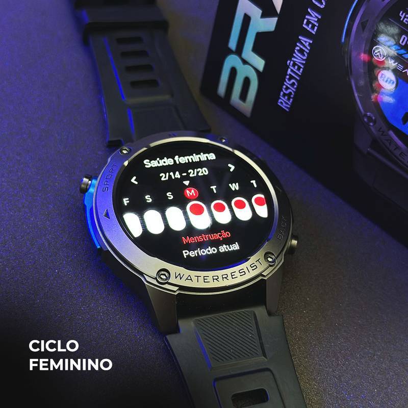 Smartwatch Brave Wearzone – Resistência Militar/5ATM Aprova de água do mar/ GPS Duplo e 170 Modos Esportivos