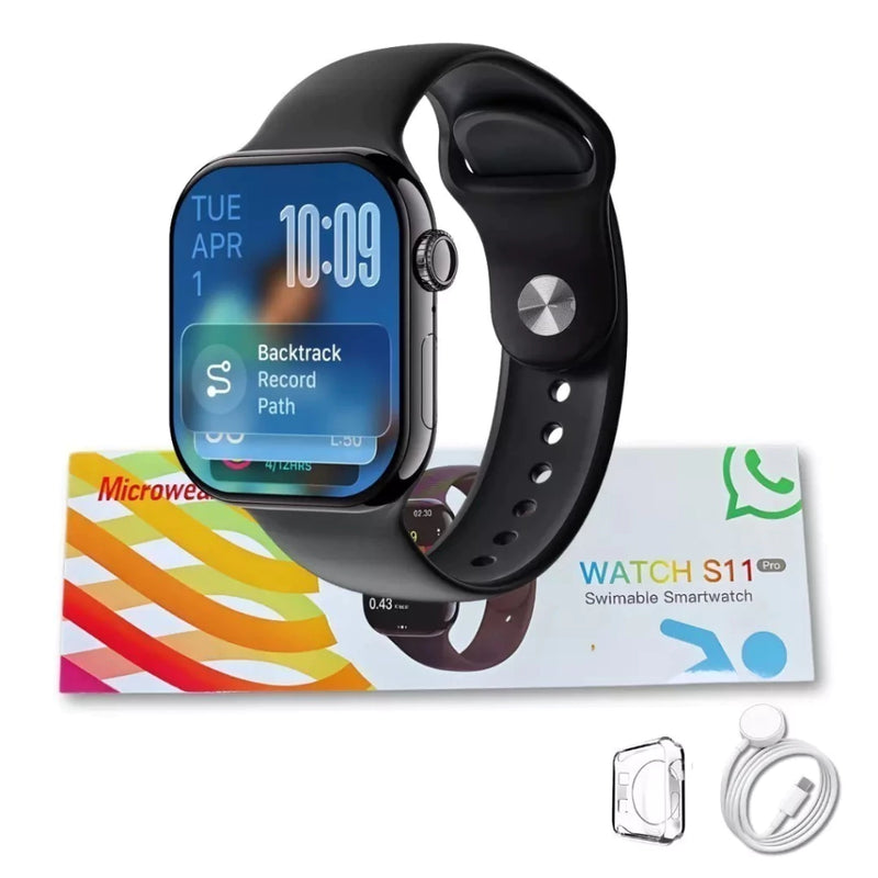 Smartwatch Microwear S11 Pro Série 11 AMOLED 2,02” – 2GB, WhatsApp no Pulso, IA Integrada e Monitor de Saúde Completo