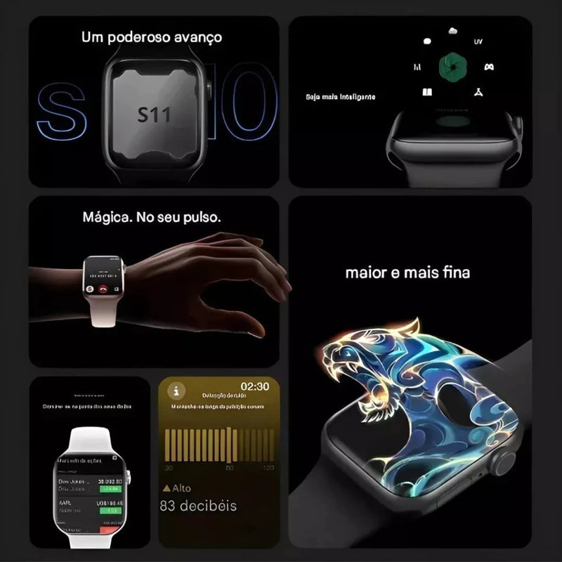 Smartwatch Microwear S11 Pro Série 11 AMOLED 2,02” – 2GB, WhatsApp no Pulso, IA Integrada e Monitor de Saúde Completo